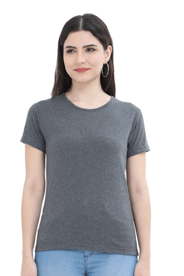 Women's Round Neck Plain T-shirt